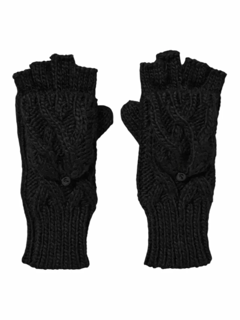 CALIA Women’s Black Cable Knit Pop Top Mittens